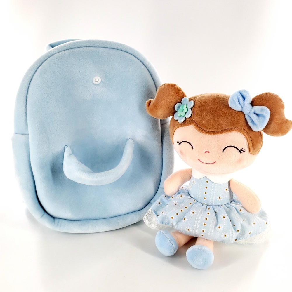 Gloveleya Kids Plush Doll Snap On Toddler Backpack Blue